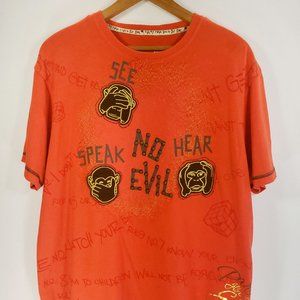 Parish Graphic T-Shirt Men's XL Orange The Code See Speak Hear No Evil